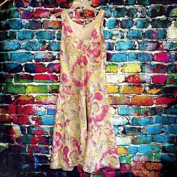 Margaret Olery Silk Blend floral Print Sleeveless Dress Size Small - Picture 1 of 10